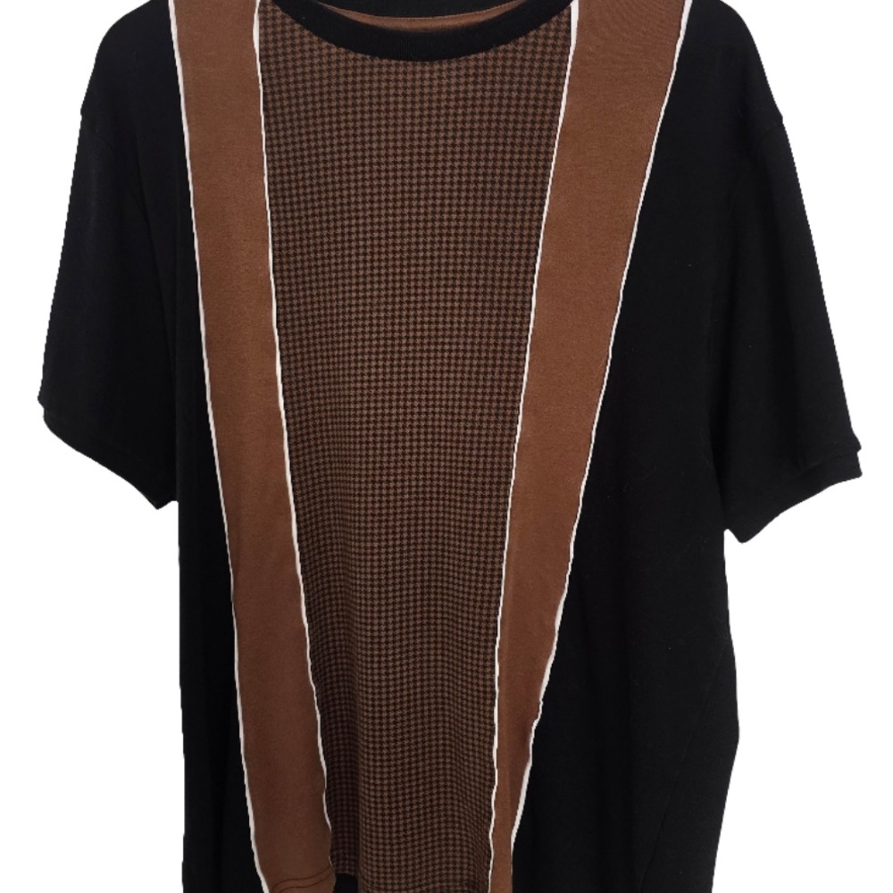 Men's Black and Brown Casual Shirt